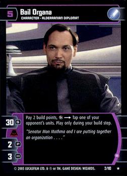 2005 Wizards of the Coast Star Wars Revenge Of The Sith TCG #2 Bail Organa (B) Front