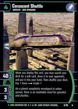 2005 Wizards of the Coast Star Wars Revenge Of The Sith TCG #6 Coruscant Shuttle Front