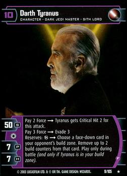 2003 Wizards of the Coast Star Wars: Jedi Guardians #9 Darth Tyranus Front