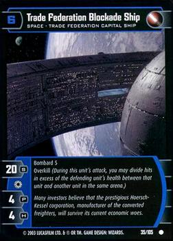 2003 Wizards of the Coast Star Wars: Jedi Guardians #35 Trade Federation Blockade Ship Front