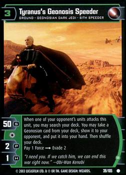 2003 Wizards of the Coast Star Wars: Jedi Guardians #39 Tyranus's Geonosis Speeder Front