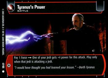 2003 Wizards of the Coast Star Wars: Jedi Guardians #47 Tyranus's Power Front