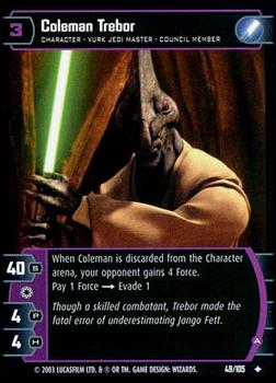 2003 Wizards of the Coast Star Wars: Jedi Guardians #49 Coleman Trebor Front