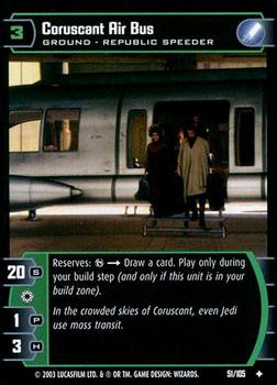 2003 Wizards of the Coast Star Wars: Jedi Guardians #51 Coruscant Air Bus Front