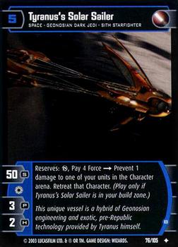 2003 Wizards of the Coast Star Wars: Jedi Guardians #76 Tyranus's Solar Sailer Front