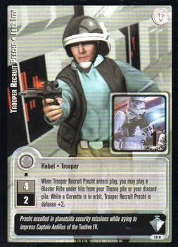 2001 Decipher Jedi Knights TCG: Masters of the Force - First Day of Printing #18 Trooper Recruit Precht - Quick Draw Front
