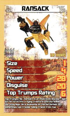 2014 Top Trumps Transformers Celebrating 30 Years #NNO Ransack Front