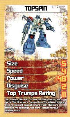 2014 Top Trumps Transformers Celebrating 30 Years #NNO Topspin Front