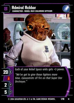 2004 Wizards of the Coast Star Wars: Return of the Jedi TCG #1 Admiral Ackbar (A) Front