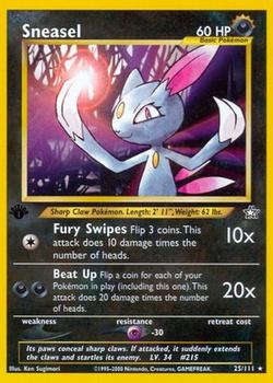 2000 Pokemon Neo Genesis 1st Edition #25/111 Sneasel Front