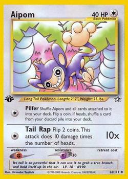 2000 Pokemon Neo Genesis 1st Edition #26/111 Aipom Front