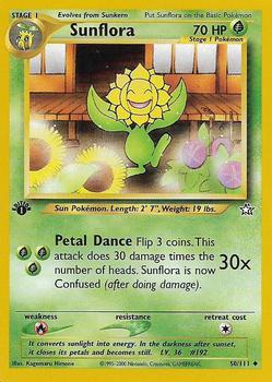 2000 Pokemon Neo Genesis 1st Edition #50/111 Sunflora Front
