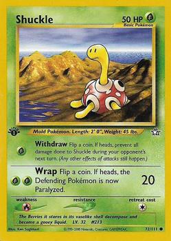2000 Pokemon Neo Genesis 1st Edition #72/111 Shuckle Front