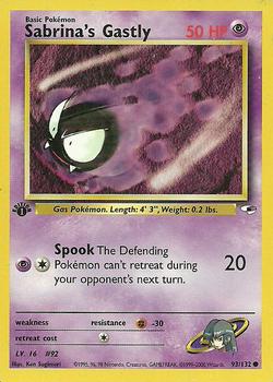 2000 Pokemon Gym Heroes 1st Edition #93/132 Sabrina's Gastly Front
