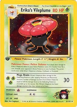 2000 Pokemon Gym Heroes 1st Edition #5/132 Erika's Vileplume Front