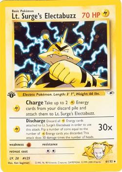 2000 Pokemon Gym Heroes 1st Edition #6/132 Lt. Surge's Electabuzz Front