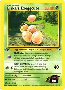 2000 Pokemon Gym Heroes 1st Edition #43/132 Erika's Exeggcute Front