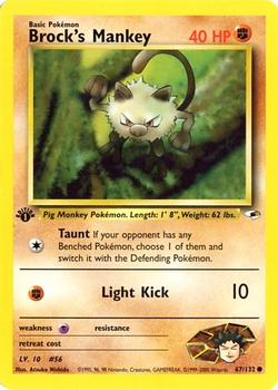 2000 Pokemon Gym Heroes 1st Edition #67/132 Brock's Mankey Front