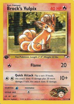 2000 Pokemon Gym Heroes 1st Edition #73/132 Brock's Vulpix Front