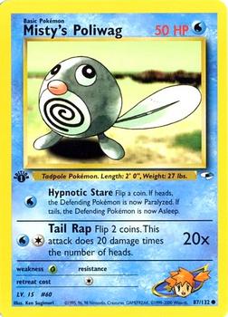 2000 Pokemon Gym Heroes 1st Edition #87/132 Misty's Poliwag Front