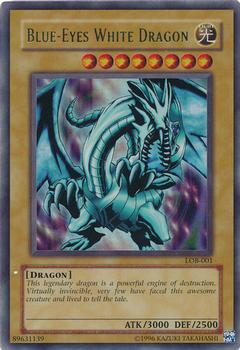 2002 Yu-Gi-Oh! Legend of Blue Eyes White Dragon North American English #LOB-001 Blue-Eyes White Dragon Front