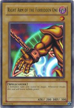 2002 Yu-Gi-Oh! Legend of Blue Eyes White Dragon North American English #LOB-122 Right Arm of the Forbidden One Front
