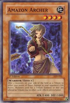 2003 Yu-Gi-Oh! Labyrinth of Nightmare 1st Edition #LON-032 Amazon Archer Front