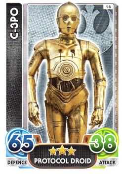2016 Topps Force Attax Star Wars The Force Awakens #16 C-3PO Front