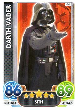 2016 Topps Force Attax Star Wars The Force Awakens #34 Darth Vader Front