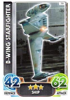 2016 Topps Force Attax Star Wars The Force Awakens #79 B-Wing Starfighter Front