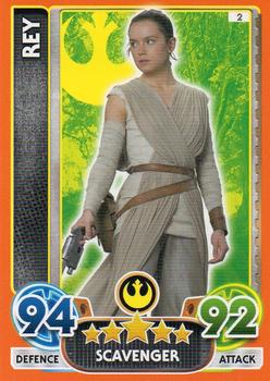 2016 Topps Star Wars Force Attax Extra The Force Awakens #2 Rey Front