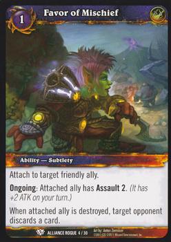 2011 Cryptozoic World of Warcraft Alliance Rogue #4 Favor of Mischief Front