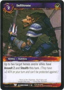 2011 Cryptozoic World of Warcraft Alliance Rogue #7 Infiltrate Front