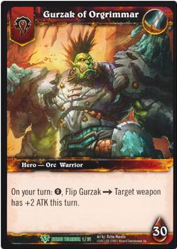 2011 Cryptozoic World of Warcraft Horde Warrior #1 Gurzak of Orgrimmar Front