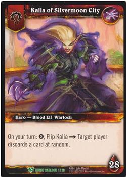 2011 Cryptozoic World of Warcraft Horde Warlock #1 Kalia of Silvermoon City Front