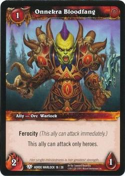 2011 Cryptozoic World of Warcraft Horde Warlock #18 Onnekra Bloodfang Front