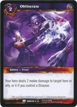 2011 Cryptozoic World of Warcraft Horde Death Knight #8 Obliterate Front
