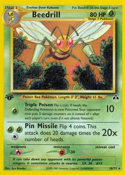 2001 Pokemon Neo Discovery 1st Edition #18/75 Beedrill Front