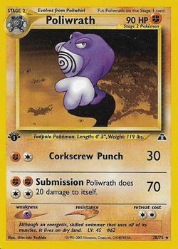 2001 Pokemon Neo Discovery 1st Edition #28/75 Poliwrath Front