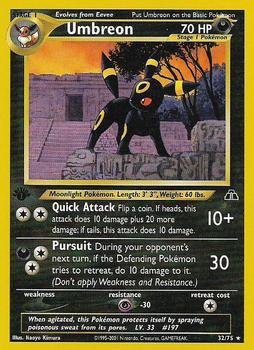 2001 Pokemon Neo Discovery 1st Edition #32/75 Umbreon Front