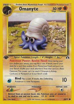 2001 Pokemon Neo Discovery 1st Edition #60/75 Omanyte Front