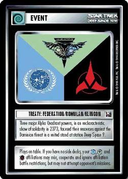 1995 Decipher Star Trek First Edition Promotional & Tournament  Cards #NNO Treaty: Federation/Romulan/Klingon Front