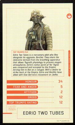 2016 Top Trumps Star Wars Rogue One #NNO Edrio Two Tubes Front