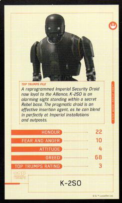 2016 Top Trumps Star Wars Rogue One #NNO K-2SO Front
