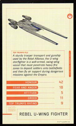 2016 Top Trumps Star Wars Rogue One #NNO Rebel U-Wing Fighter Front