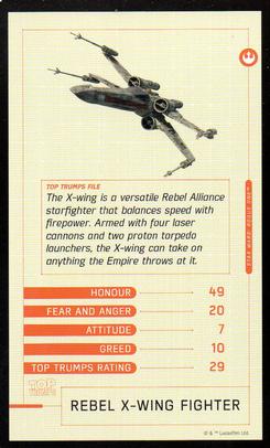 2016 Top Trumps Star Wars Rogue One #NNO Rebel X-Wing Fighter Front