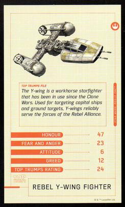 2016 Top Trumps Star Wars Rogue One #NNO Rebel Y-Wing Fighter Front