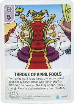 2010 Topps Club Penguin Card-Jitsu Water #51 Throne of April Fools' Front