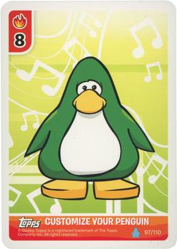2010 Topps Club Penguin Card-Jitsu Water #97 Customize Your Penguin - Green Front