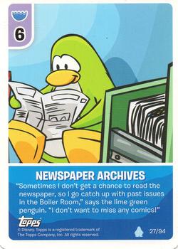 2008 Topps Club Penguin Card-Jitsu #27 Newspaper Archives Front